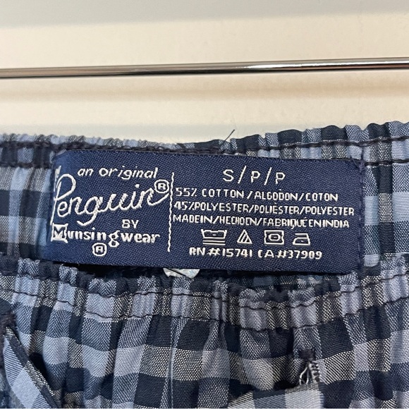 Original Penguin Gingham Check Shorts Men Drawstring Relaxed Button Fly Blue S - Picture 4 of 5